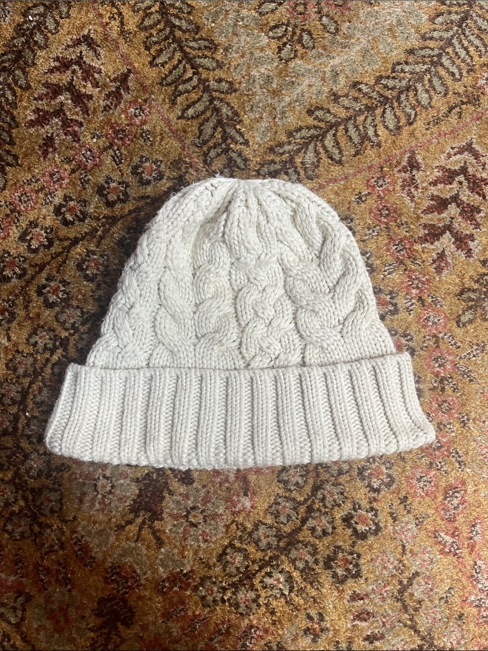Y2K 2000s vintage Old Navy boho cream ivory chunky cable knit beanie hat
